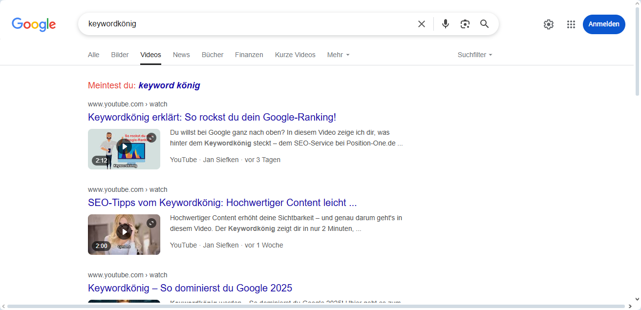 Keywordknig Videos Ranking Snapshoot 23.05.2025