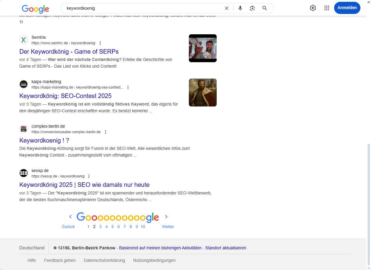 Keywordknig Ranking Snapshoot vom 17.05.2025 - Platz 19